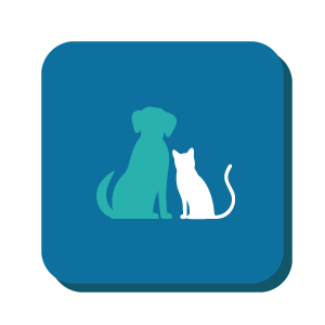 Blue icon including dog and cat.